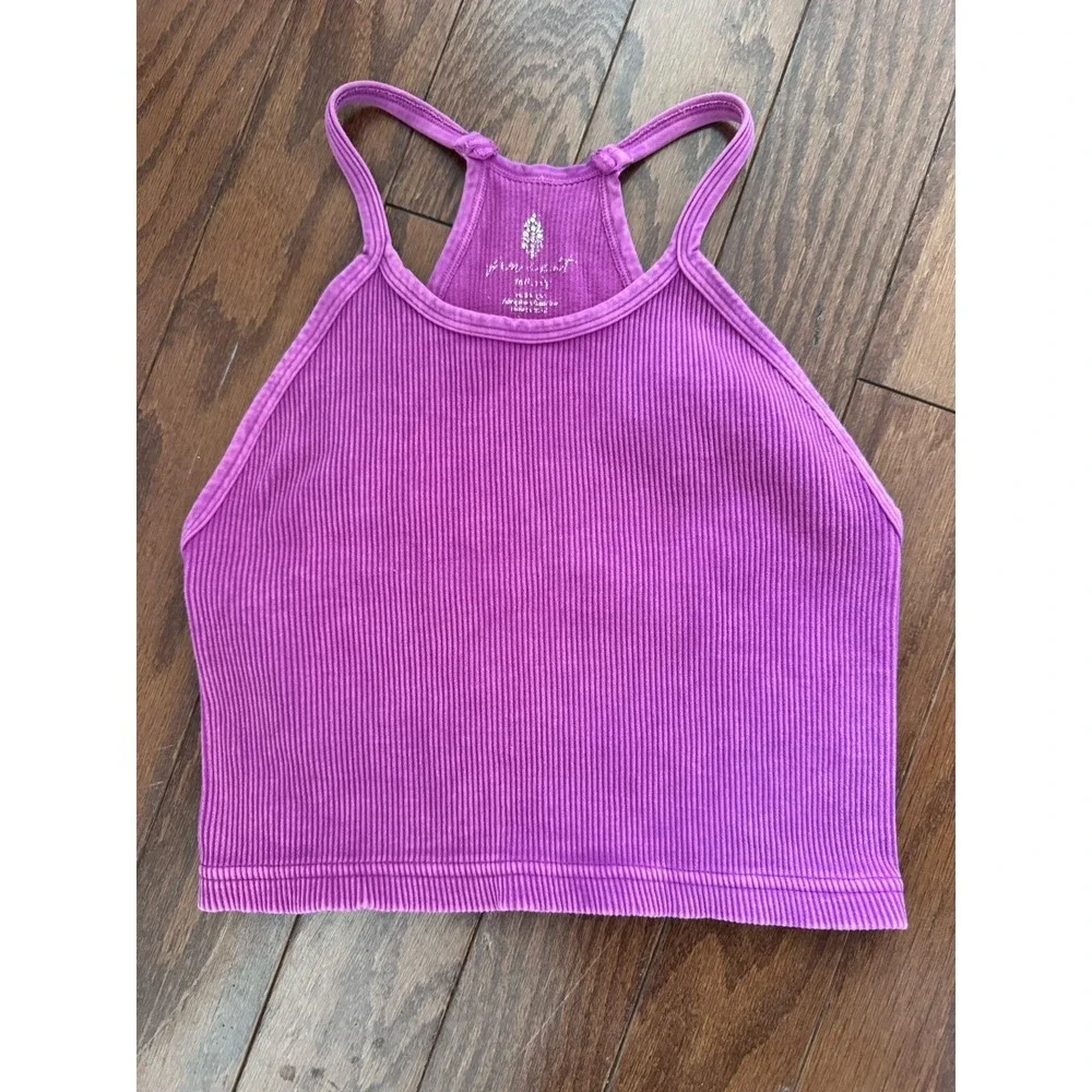Free People Movement Racerback Ribbed Tank Mineral Wash Fuschia XS/S - Picture 1 of 5